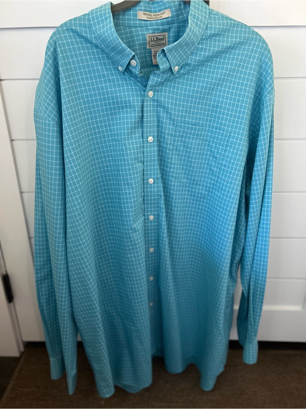 L.L. Bean Blue Plaid Button-Down Dress Shirt Men’s XXL Tall